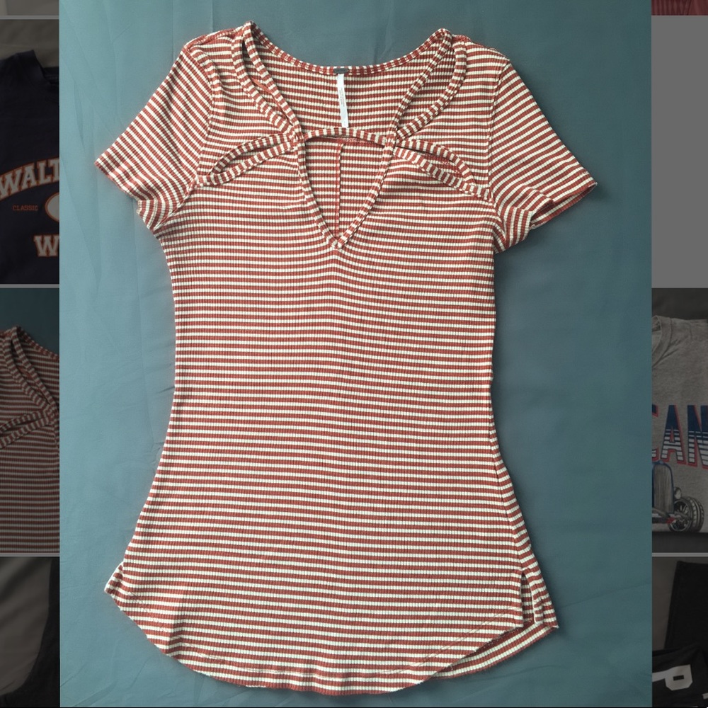 Free people orange and white stripes shirt